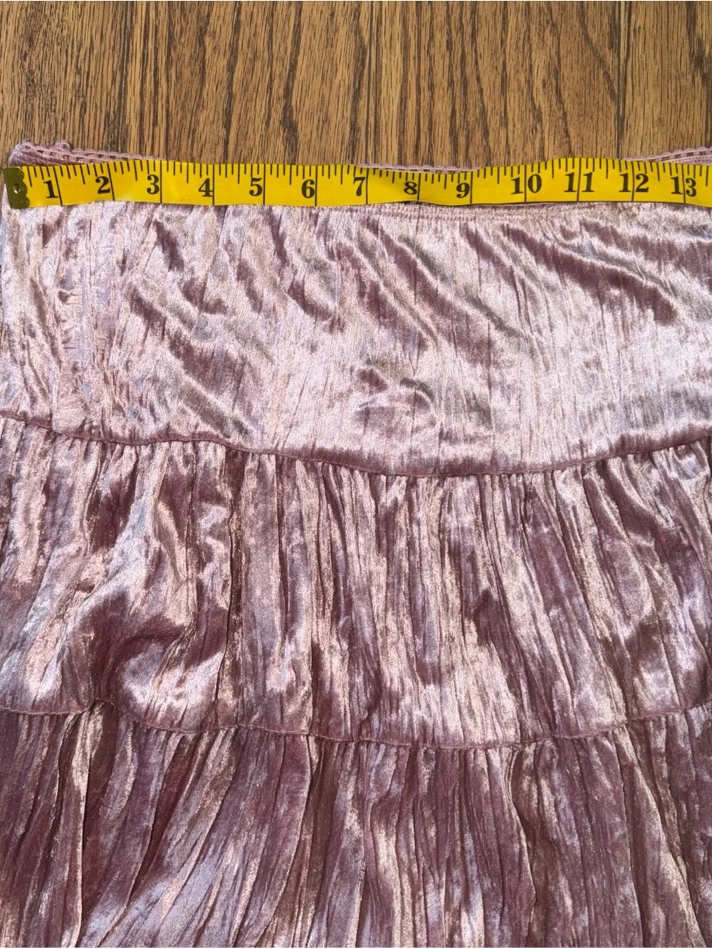 My Michelle 90’s Y2k Pink Velvet Skirt Midi Stretch M-L Boho Preppy Tiered Dusty